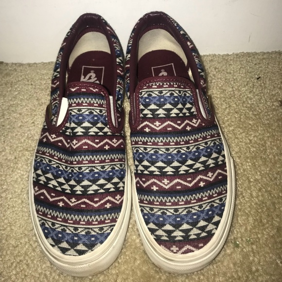 patterned slip on vans